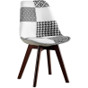 Buy Dining Chair Brielle Upholstered Scandi Design Dark Wooden Legs Premium New Edition - Patchwork Max White / Black 59969 - in the UK
